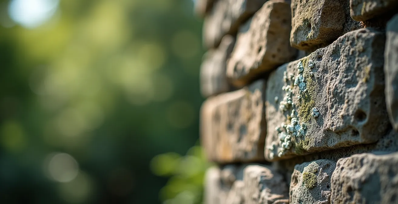 Détail architectural en pierre bretonne avec texture naturelle